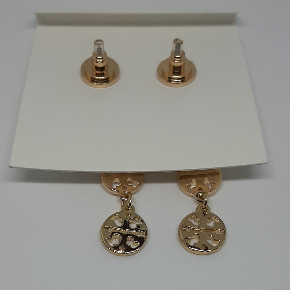 Tory Burch Gold Charm Drop Earrings - Picture 2 of 4